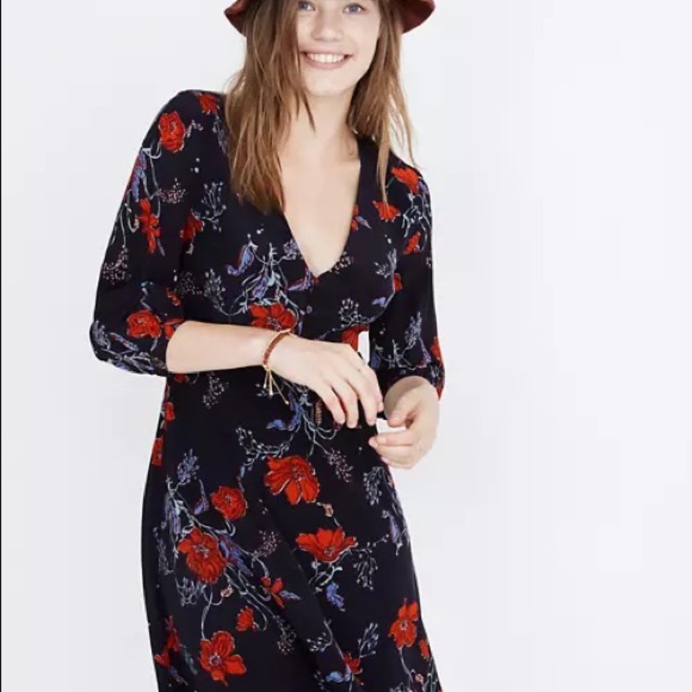 Madewell floral dress long sleeve
